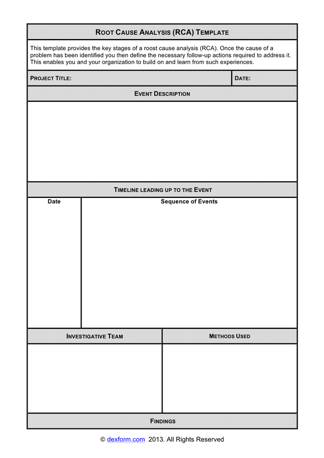 Root Cause Analysis Form Free Download