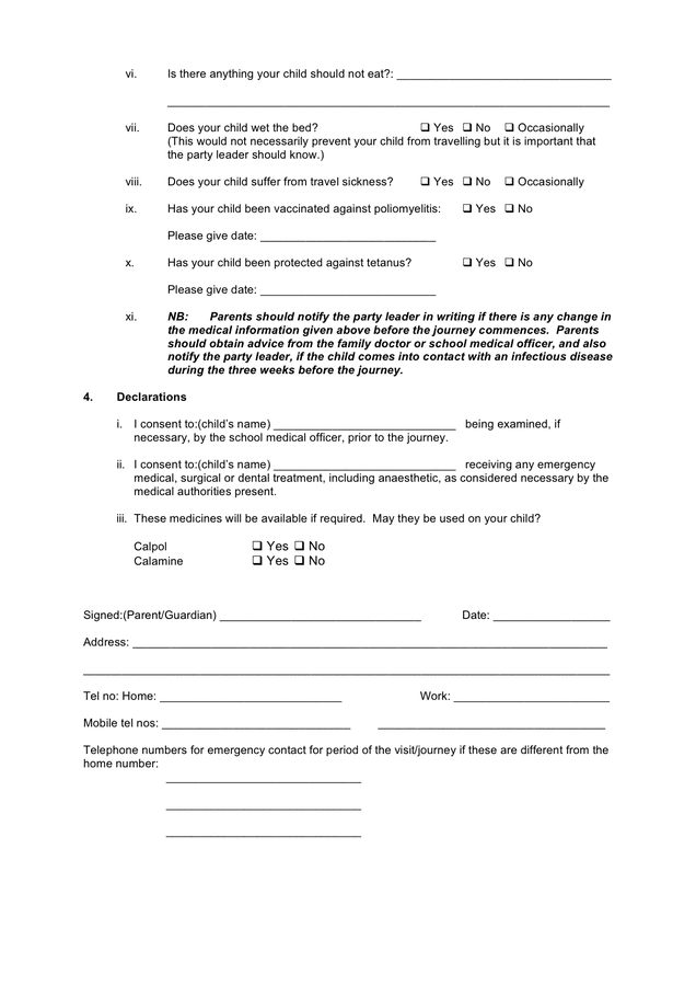 Medical form in Word and Pdf formats - page 2 of 2