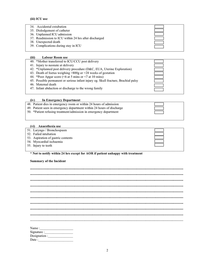 Incident monitoring reporting form in Word and Pdf formats - page 2 of 3