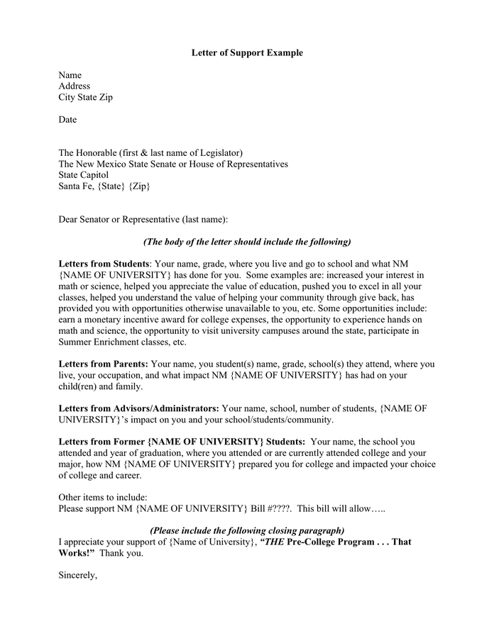 letter of support for research proposal