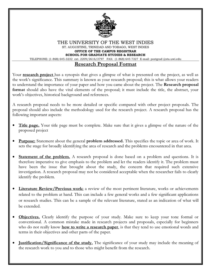 Research Proposal Format In Word And Pdf Formats