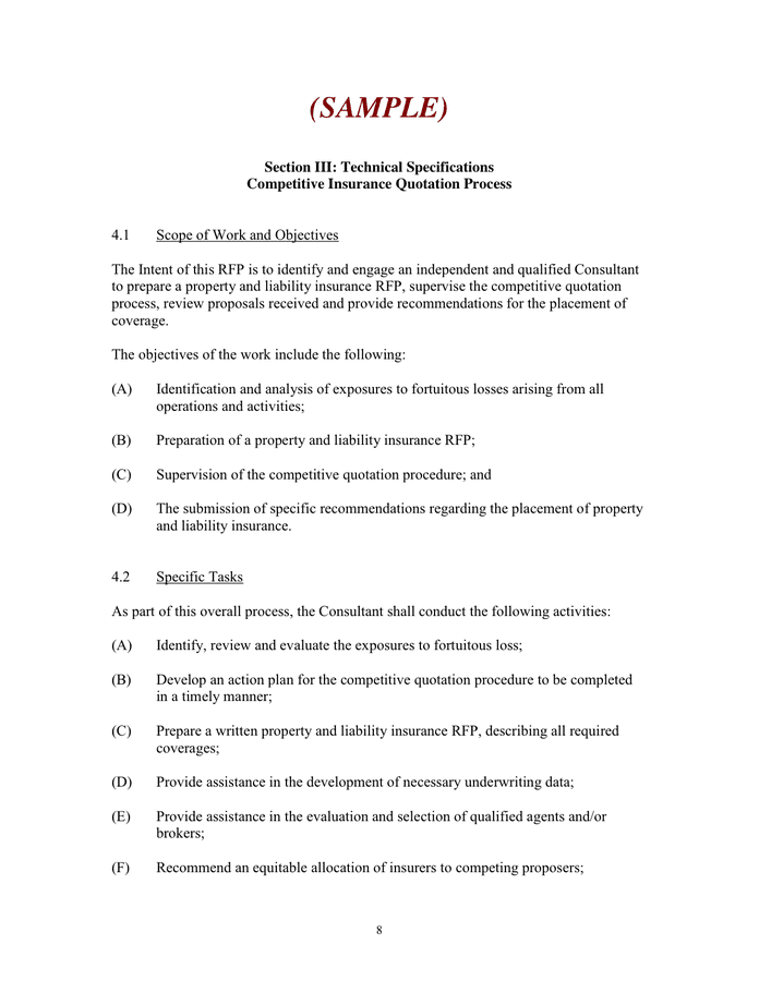 Request for proposal in Word and Pdf formats page 9 of 14