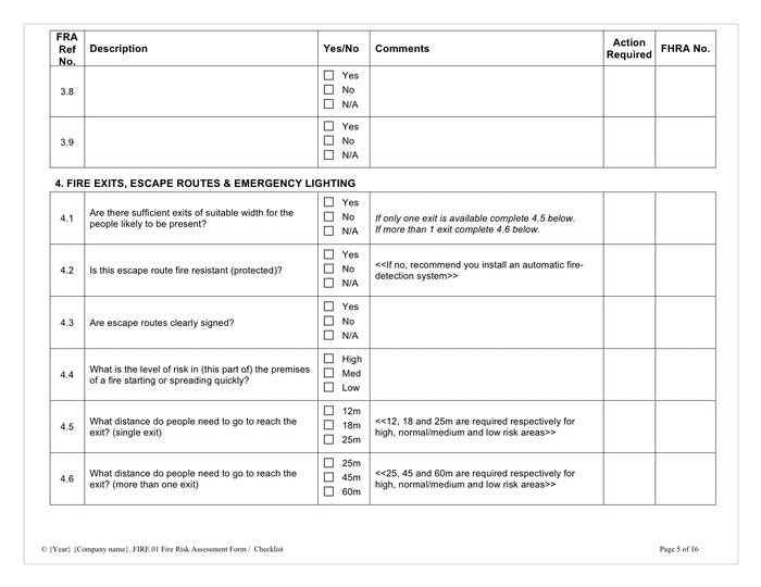 Fire risk assessment checklist in Word and Pdf formats - page 5 of 16