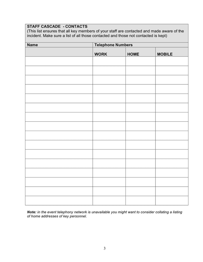 Business continuity plan in Word and Pdf formats - page 3 of 10