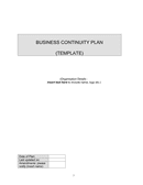 Business continuity plan page 1 preview