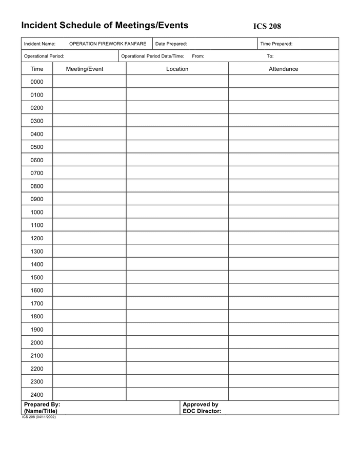 Incident action plan form in Word and Pdf formats - page 3 of 6