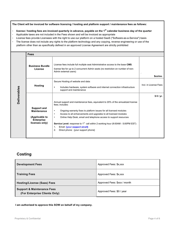 Sample website scoping document in Word and Pdf formats - page 4 of 6