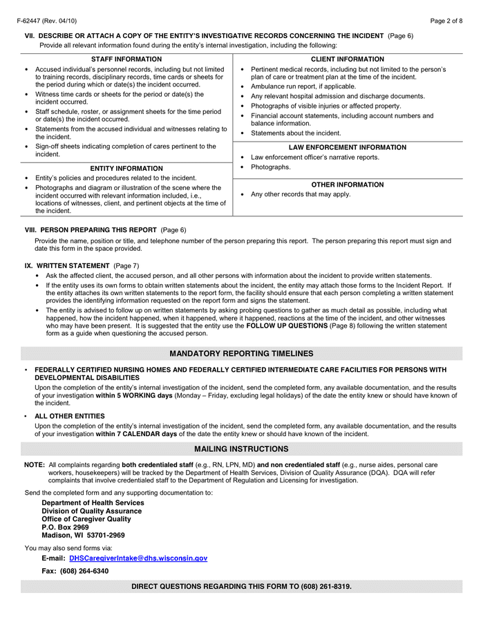 Misconduct Incident Report F In Word And Pdf Formats Page 2 Of 8 4808