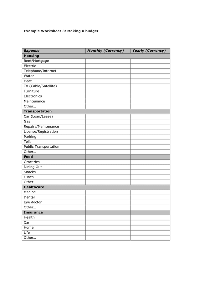 Goal setting worksheet in Word and Pdf formats - page 3 of 4