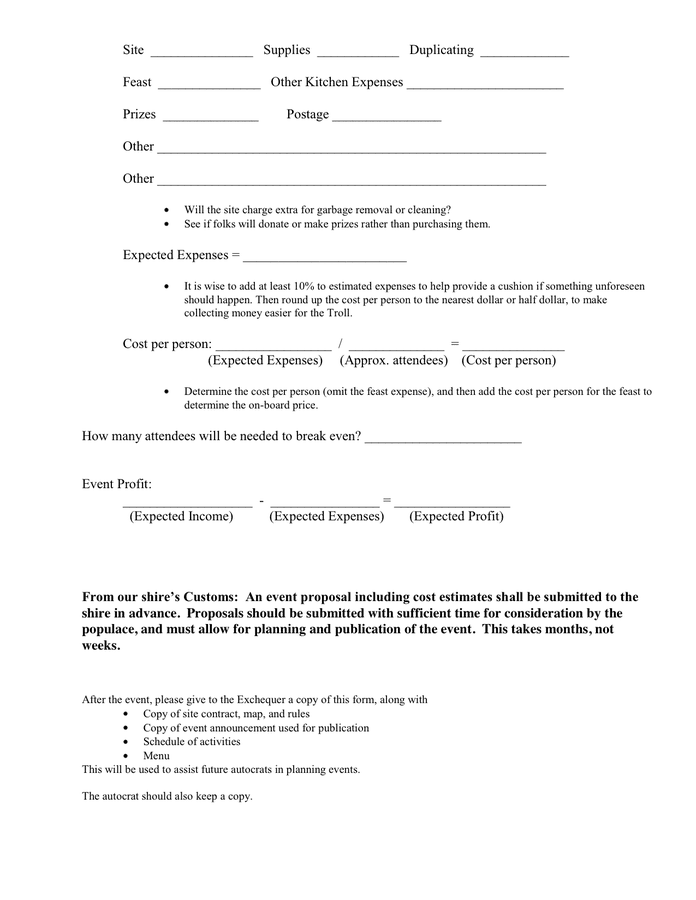 Event proposal in Word and Pdf formats - page 4 of 6