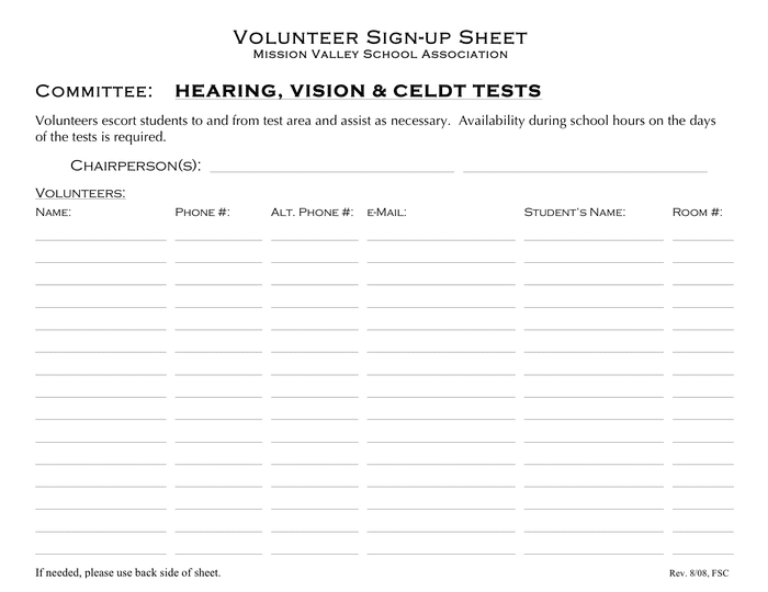 editable classroom volunteer sign up sheet