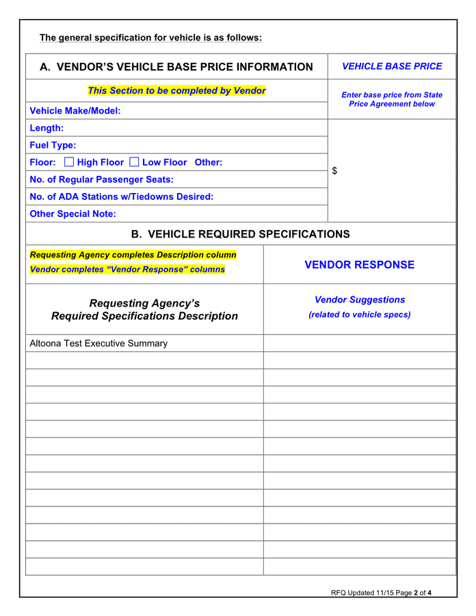 Rfq vehicle price quote in Word and Pdf formats page 2 of 4