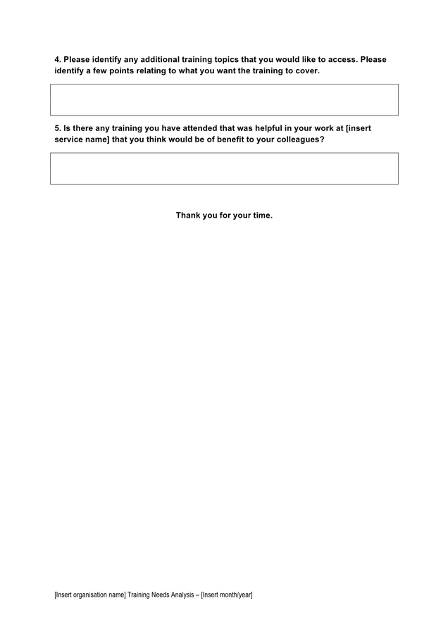 Training needs analysis template in Word and Pdf formats - page 7 of 7