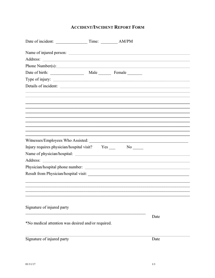 Incident Report Form Template Word