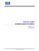 Business needs statement template page 1 preview