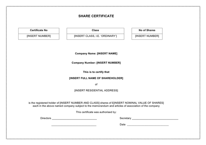 Share Certificate Template In Word And Pdf Formats