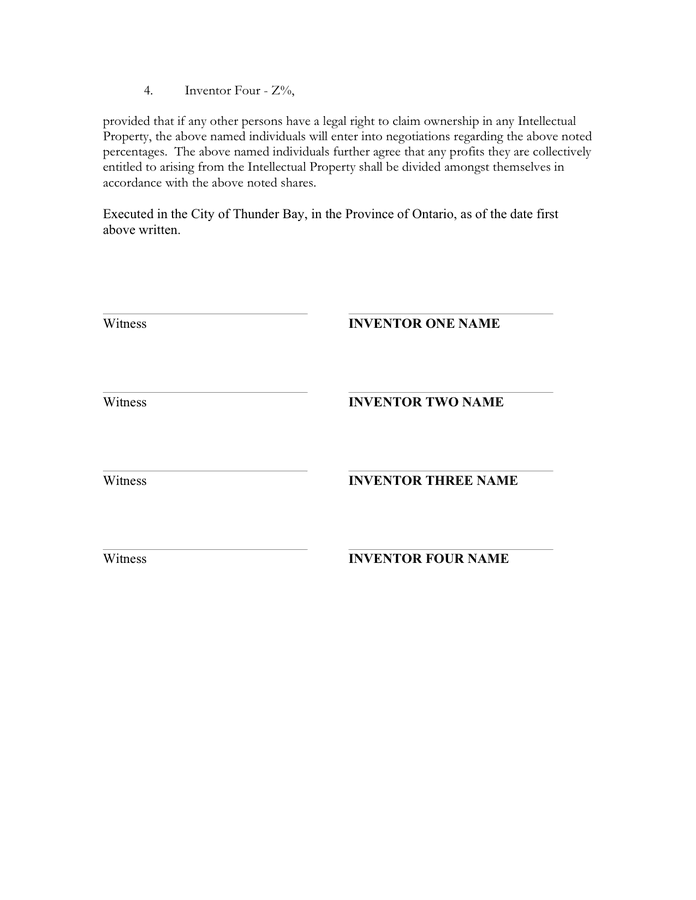 Profit sharing agreement in Word and Pdf formats page 2 of 3