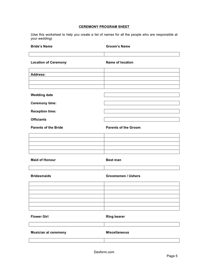 Free Wedding Checklist Printable Worksheets