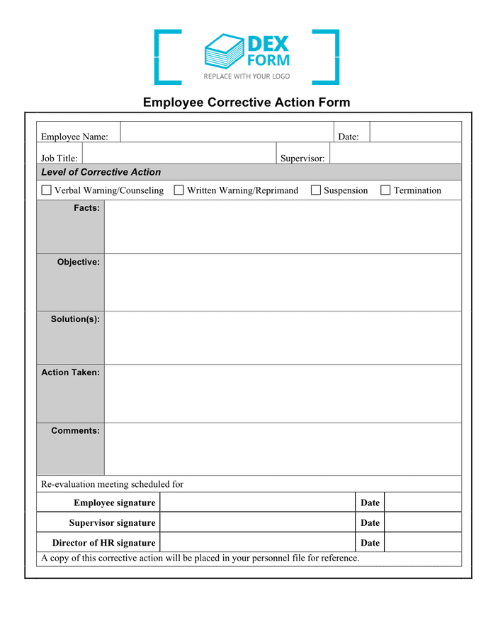 Corrective Action Form In Word And Pdf Formats