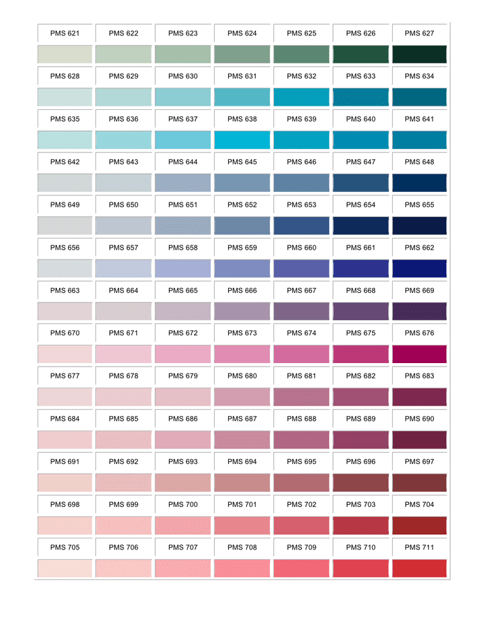 Pms color chart in Word and Pdf formats - page 10 of 11