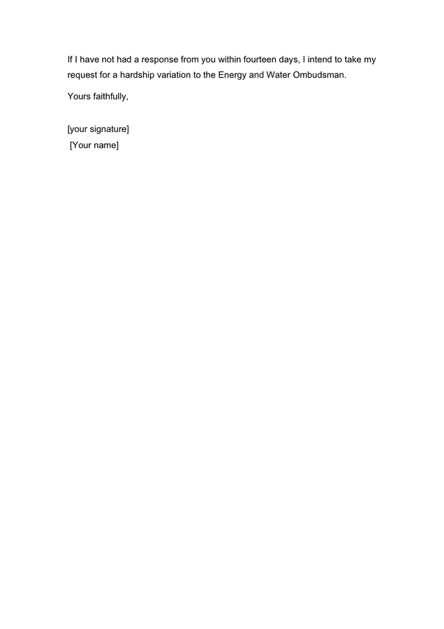 Hardship letter in Word and Pdf formats - page 2 of 2