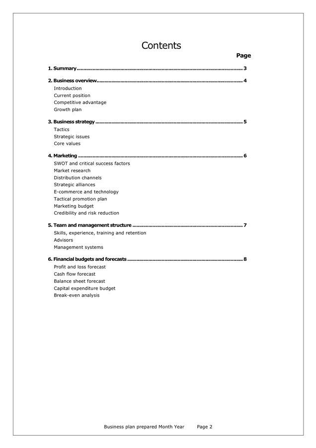 business plan template pdf free download