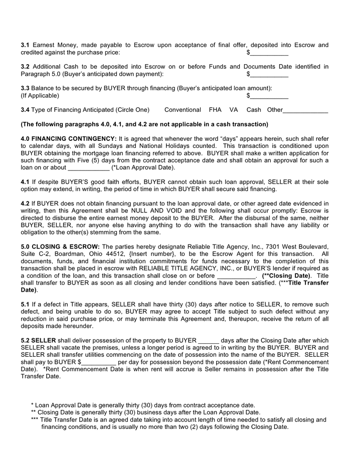 Real estate sales contract in Word and Pdf formats page 2 of 6