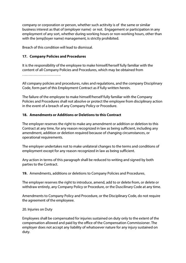 Employee contract template in Word and Pdf formats - page 10 of 12