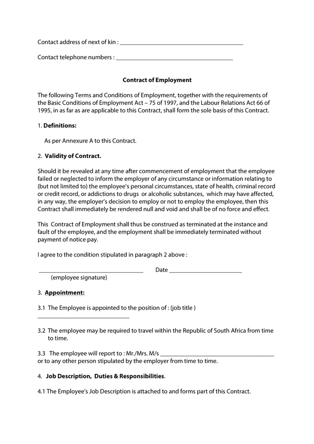 Employee contract template in Word and Pdf formats - page 2 of 12