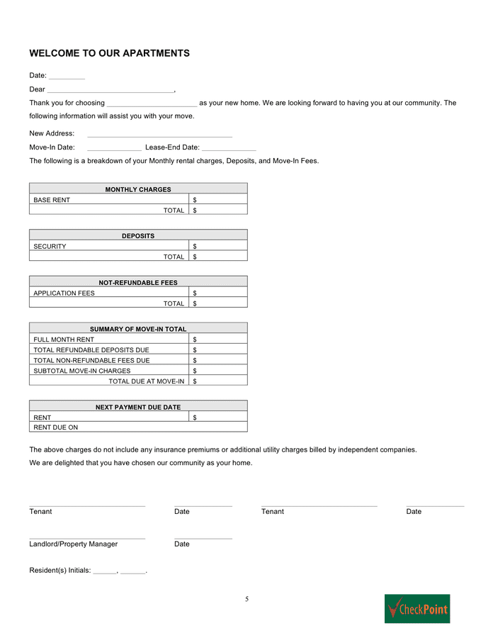rental lease agreement template in word and pdf formats page 5 of 5