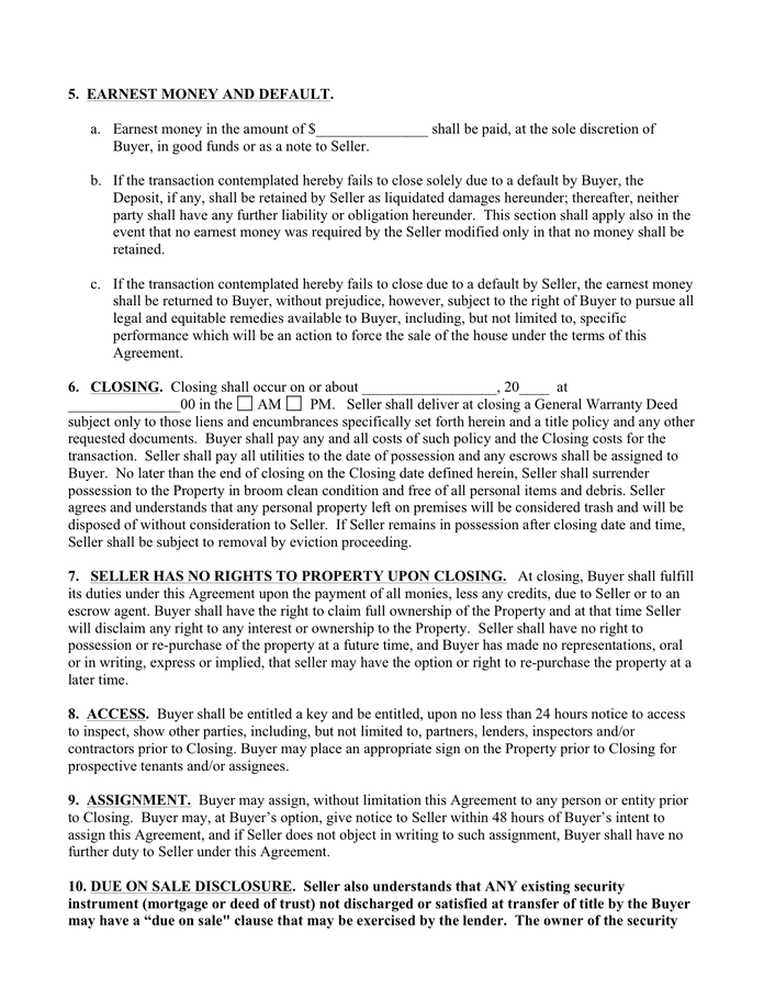 Real estate purchase agreement in Word and Pdf formats - page 3 of 6