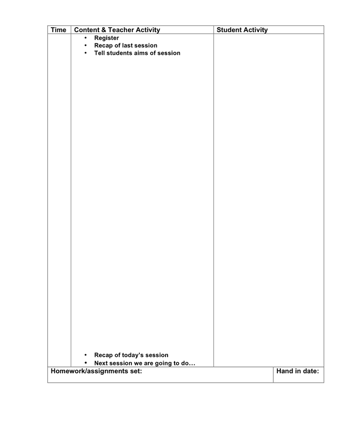 Lesson plan template in Word and Pdf formats - page 2 of 2