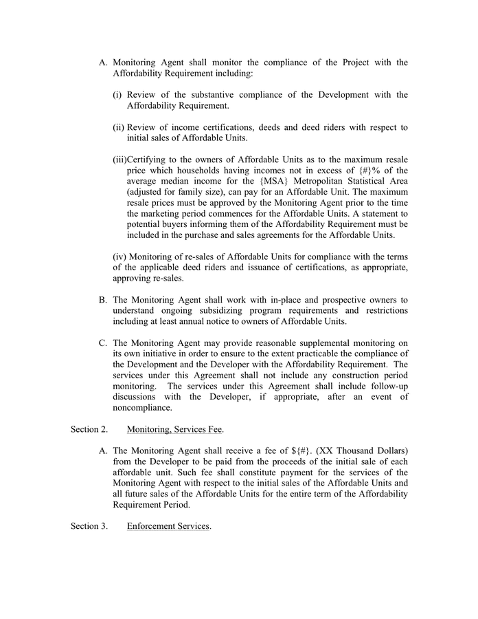 Monitoring services agreement template in Word and Pdf formats page 2