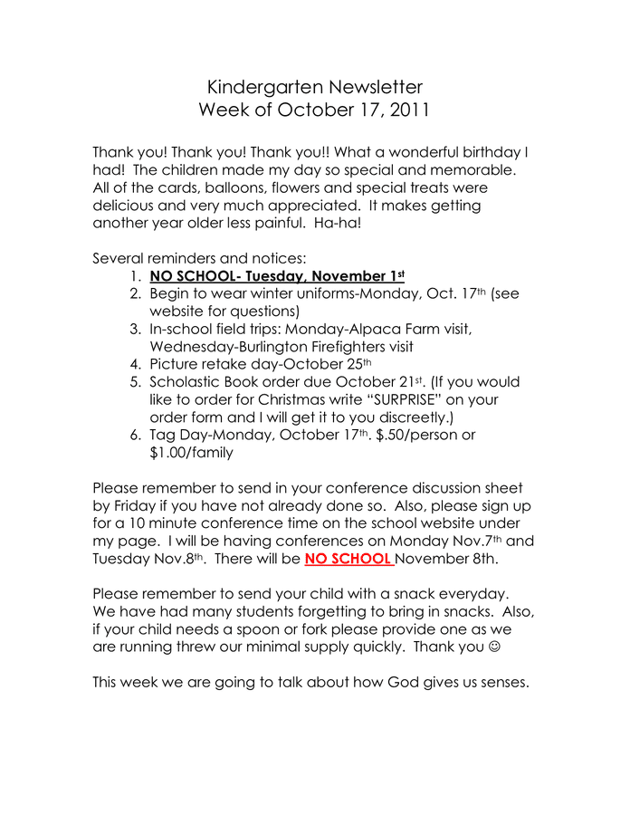 Kindergarten Newsletter Template - download free documents for PDF ...
