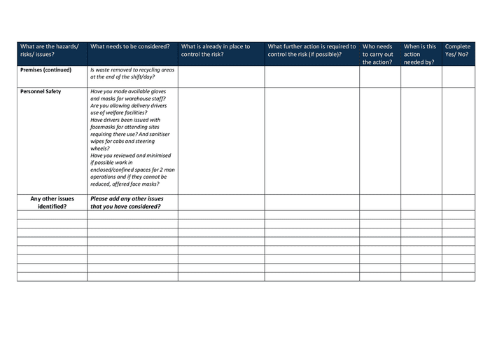 COVID-19 Risk Assessment Template for Workplaces in Word and Pdf ...