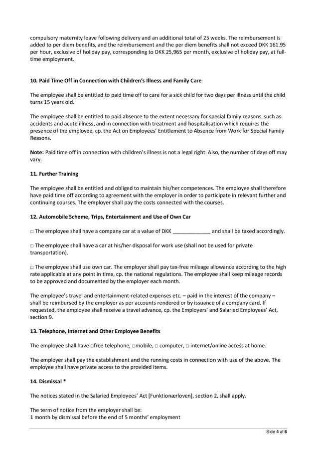 Employment Contract Template In Word And Pdf Formats Page 4 Of 6 