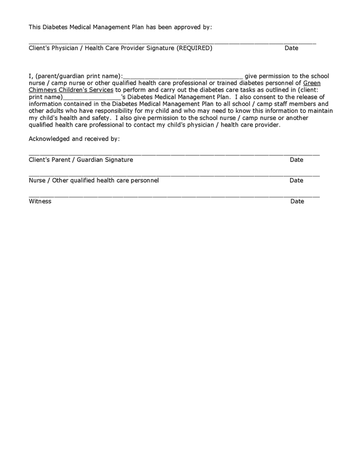 What Is A Diabetes Medical Management Plan