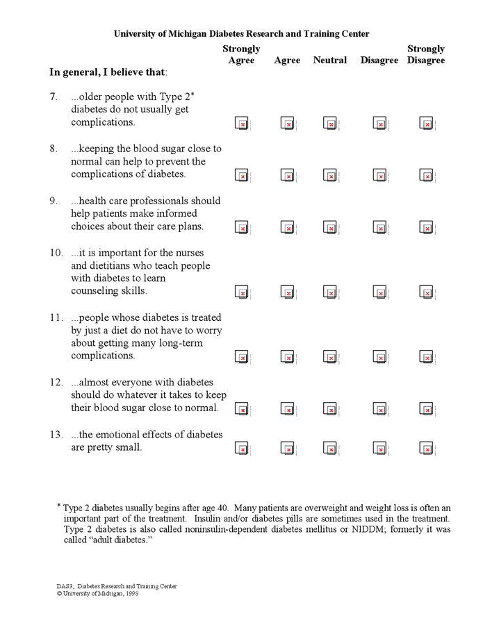 Diabetes University Attitude Survey Template In Word And Pdf Formats 