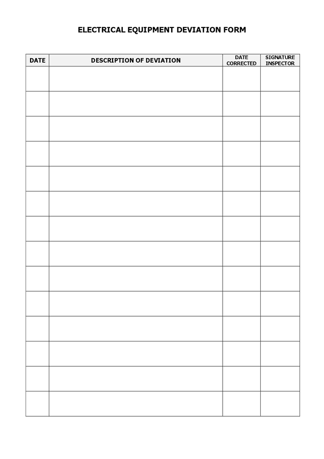 Electrical equipment checklist in Word and Pdf formats - page 2 of 2