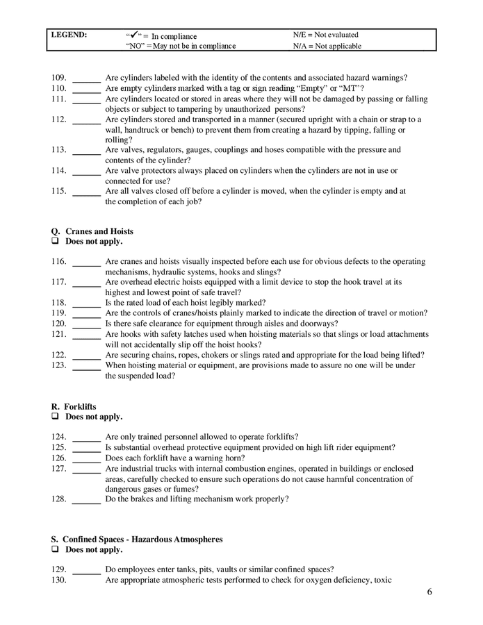 Environmental health & safety self-inspection checklist in Word and Pdf ...