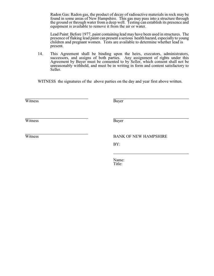 Sales agreement and deposit receipt in Word and Pdf formats - page 2 of 2