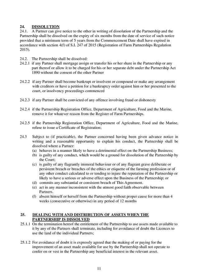 Farm partnership agreement sample in Word and Pdf formats - page 12 of 34