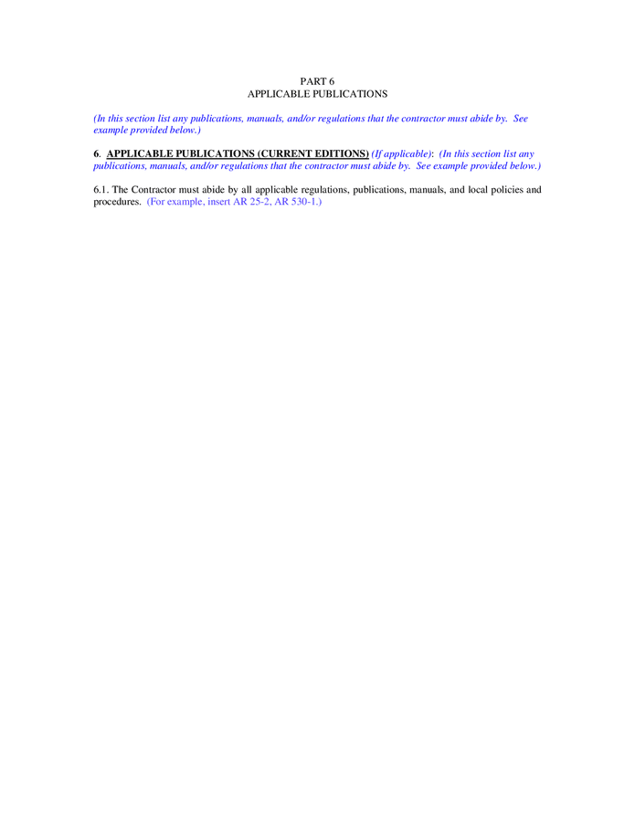 Performance work statement (PWS) template in Word and Pdf formats Performance work statement (PWS) template in Word and Pdf formats