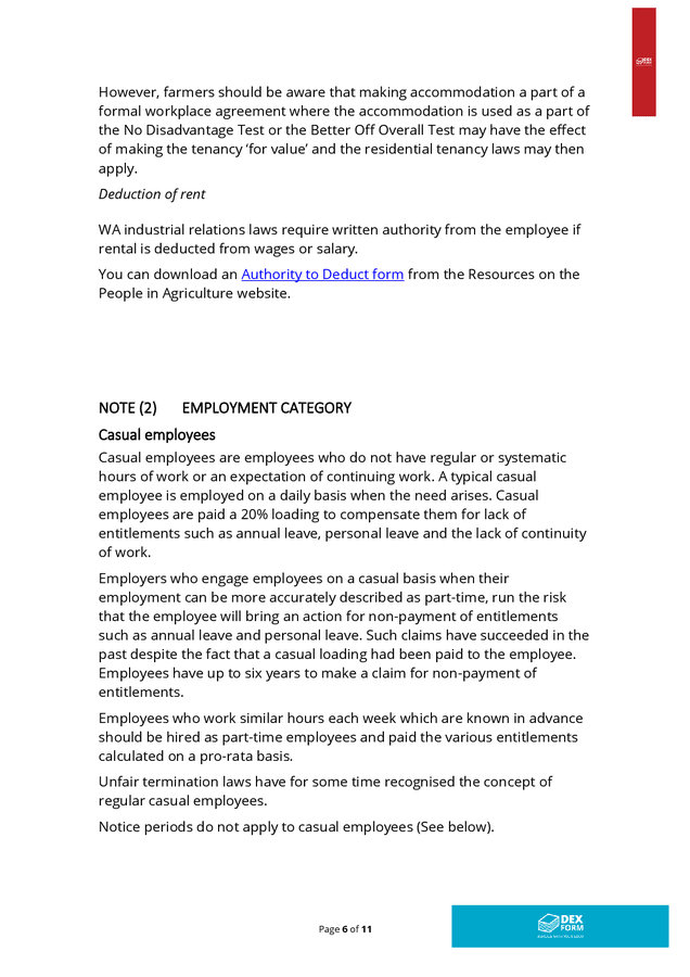 Employment Contract Template Western Australia In Word And Pdf Formats Page 6 Of 11 