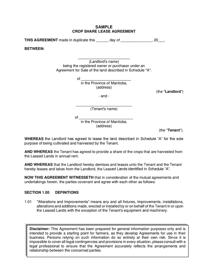 assignment of lease manitoba