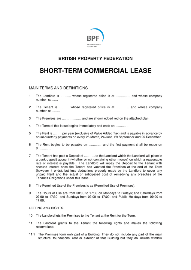 short-term-commercial-lease-great-britain-in-word-and-pdf-formats