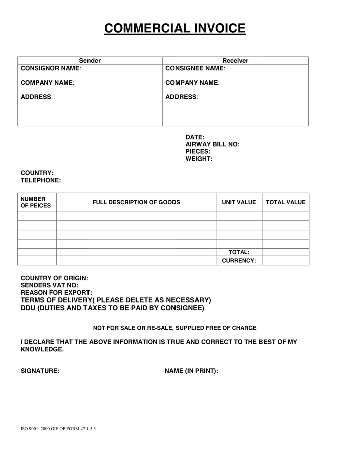 commercial invoice