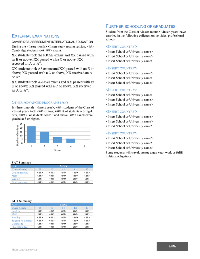 High school profile template in Word and Pdf formats page 2 of 2