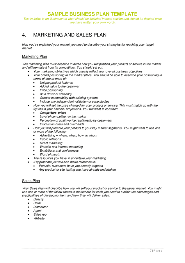 Sample Business Plan Template In Word And Pdf Formats Page 7 Of 13 sample-business-plan-template-in-word-and-pdf-formats-page-7-of-13