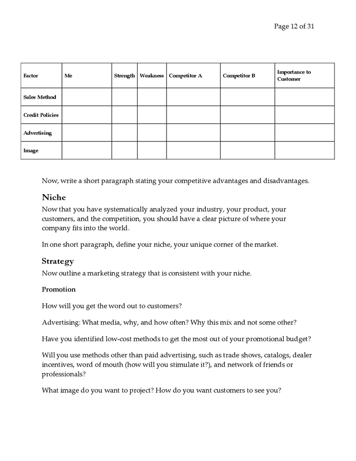 Business plan template in Word and Pdf formats - page 12 of 31